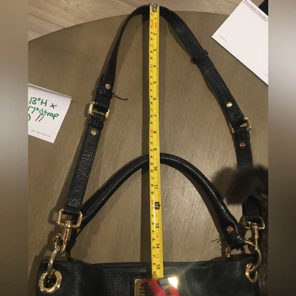 MARC JACOBS Black Tumbled Leather Top Handle Crossbody Women’s Workwear Satchel - Picture 7 of 13